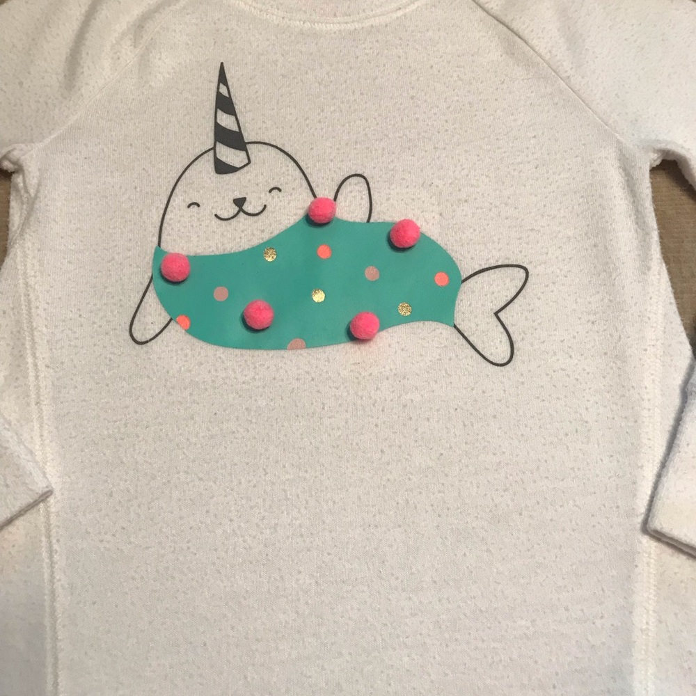 Cat & Jack White LS Graphic Blouse 
4 / 5 XS Extra Small 
Seal with Pink Tassels - Picture 13 of 15
